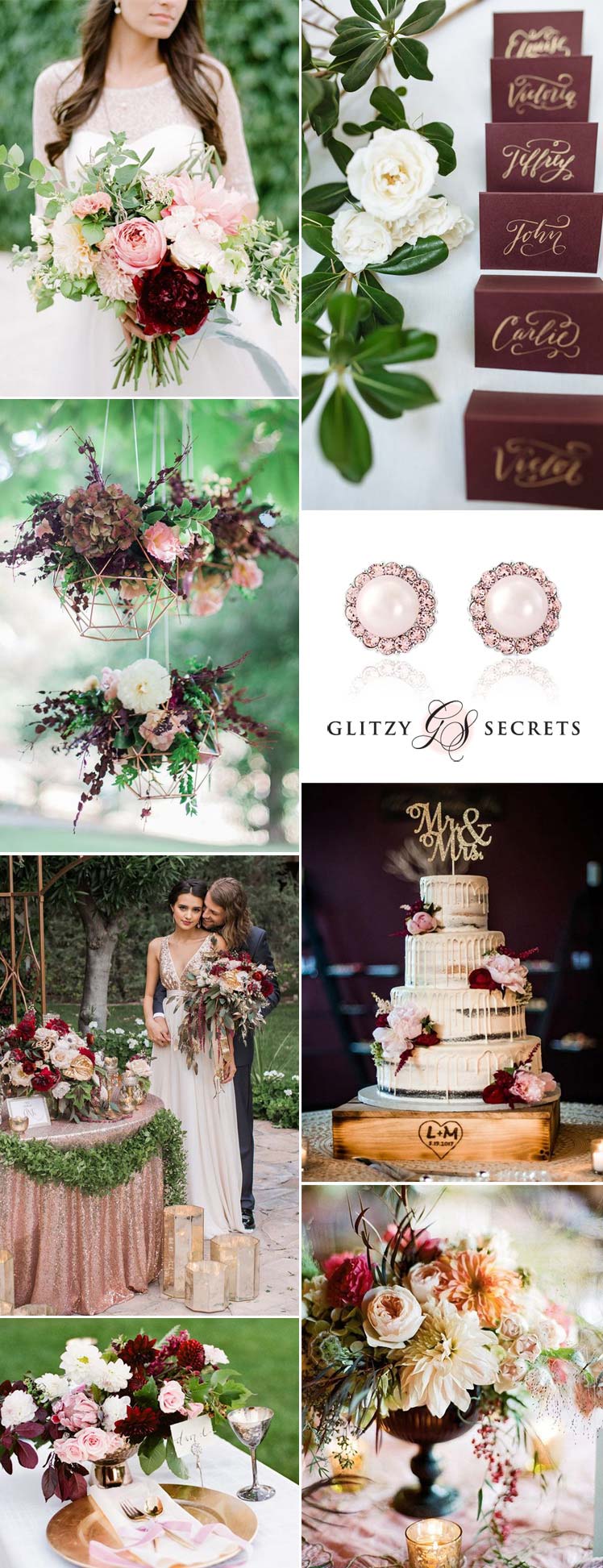 Deep Burgundy & Blush Wedding Inspiration - Glitzy Secrets