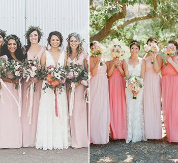 Pink shades 2024 bridesmaid dresses