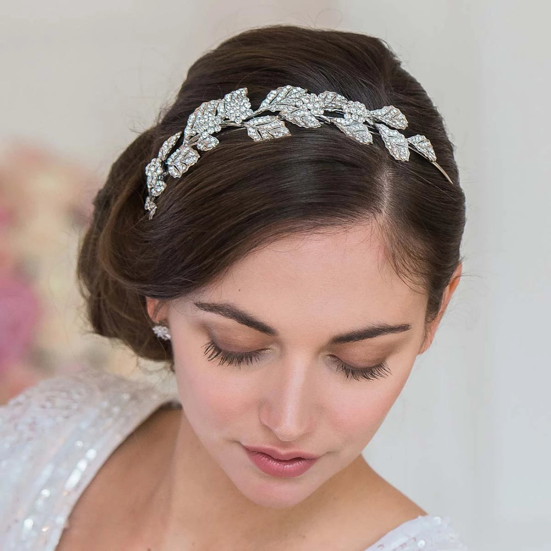 Silver Goddess Crystal Leaf Side Tiara | Glitzy Secrets