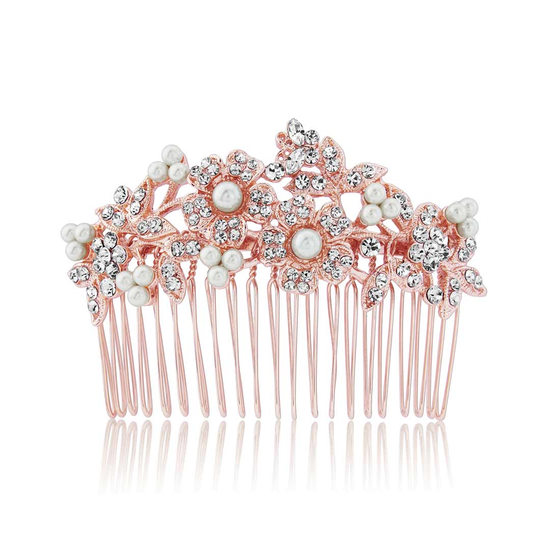 Rose Gold Blooms Pearl Hair Comb 